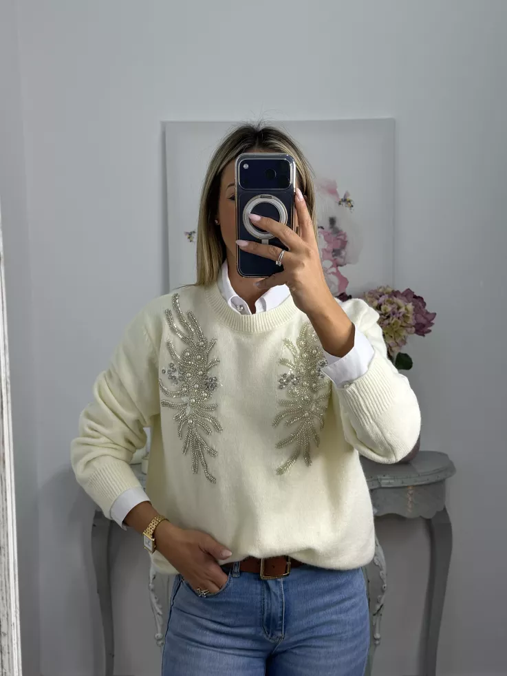 Jersey alas hueso lentejuelas