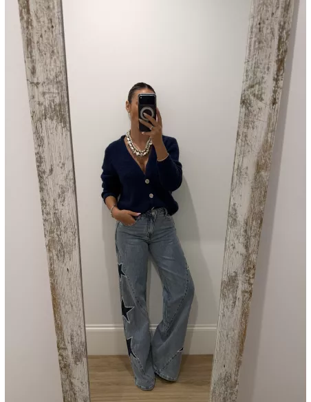 Jeans denim estrella azul