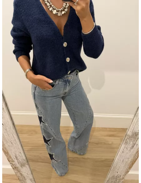 Jeans denim estrella azul