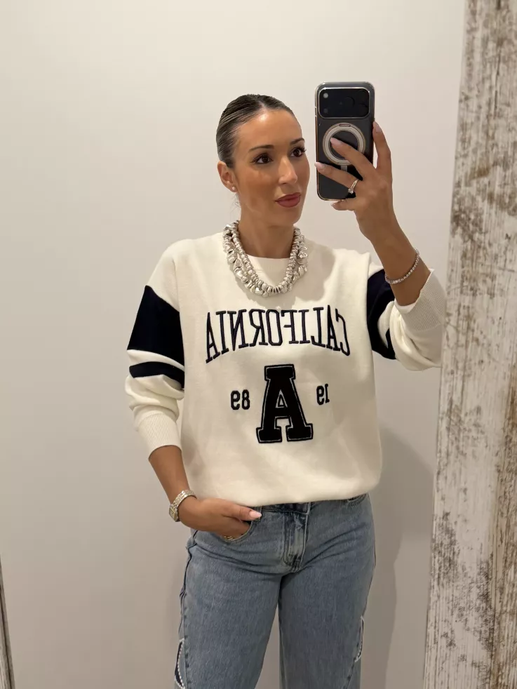 Jersey California blanco y azul marino