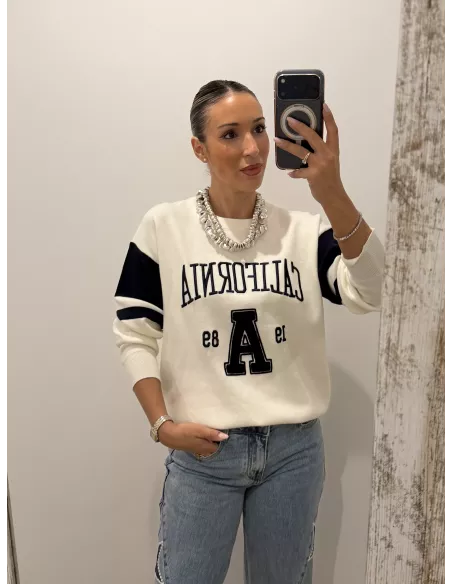 Jersey California blanco y azul marino