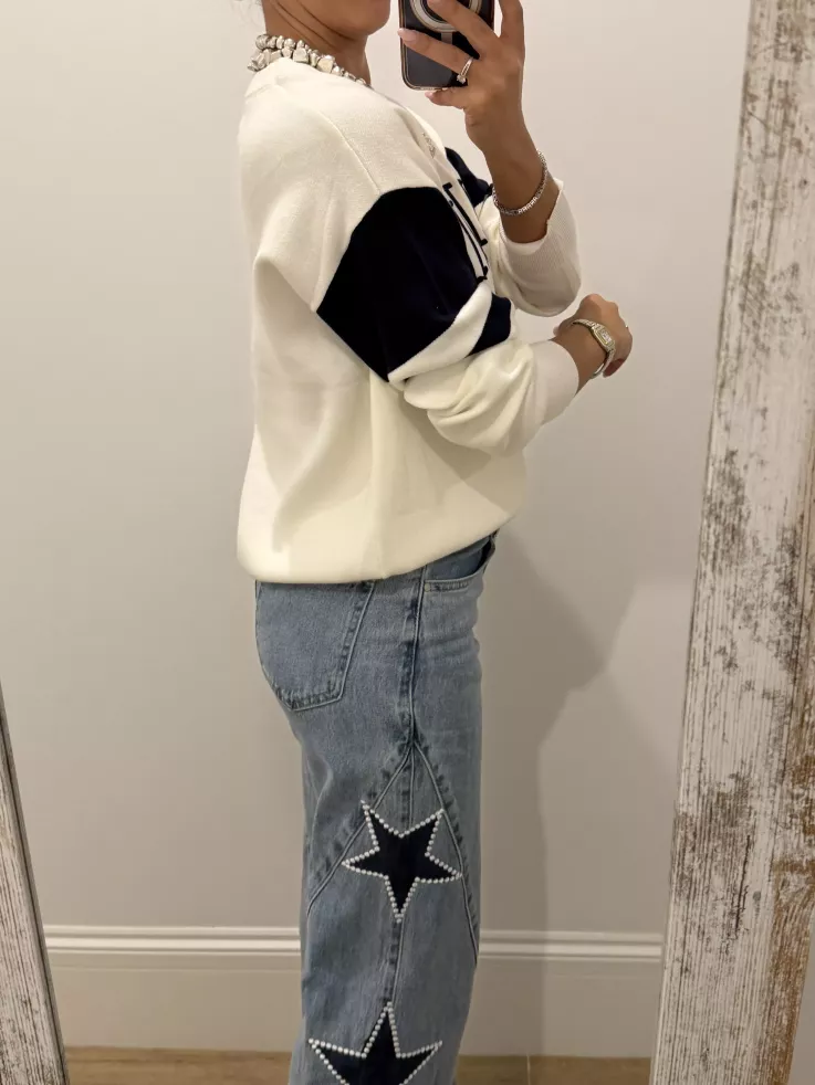 Jersey California blanco y azul marino