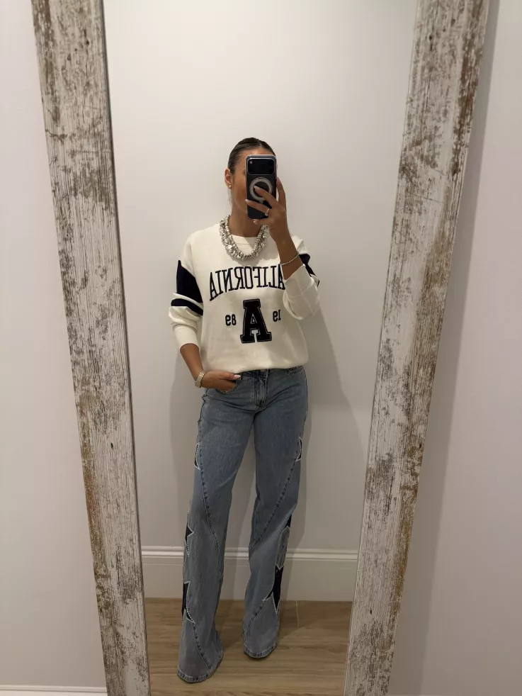 Jersey California blanco y azul marino