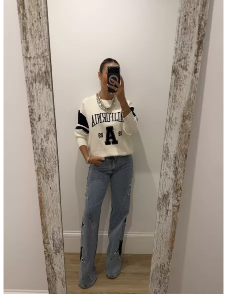 Jersey California blanco y azul marino