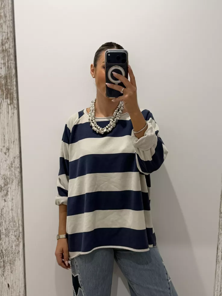 Sudadera Rayas azul marino y arena