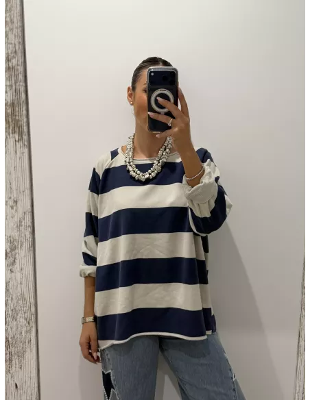 Sudadera Rayas azul marino y arena