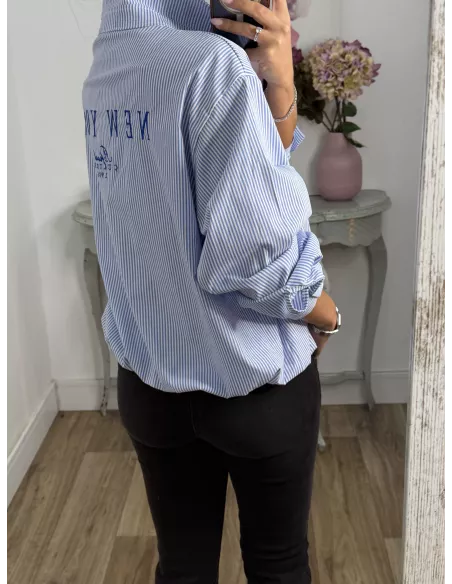 Camisa Bomber de rayas letras New York