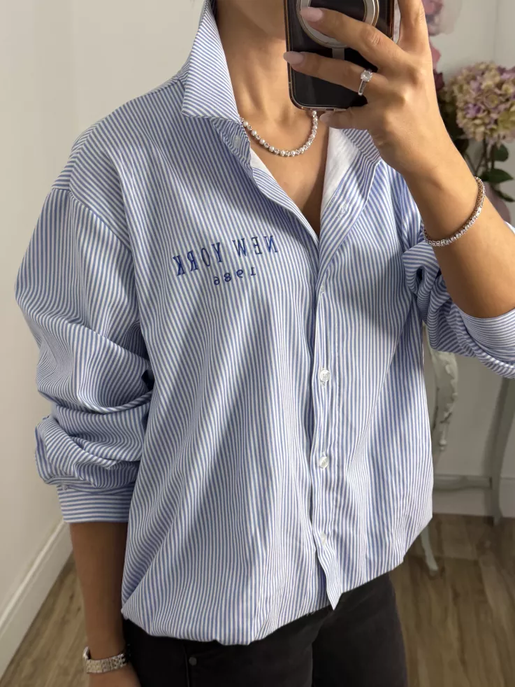 Camisa Bomber de rayas letras New York