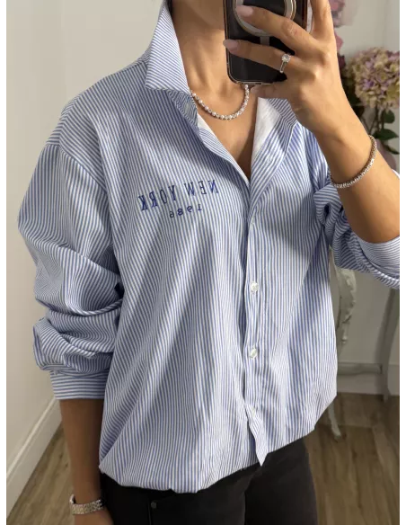 Camisa Bomber de rayas letras New York