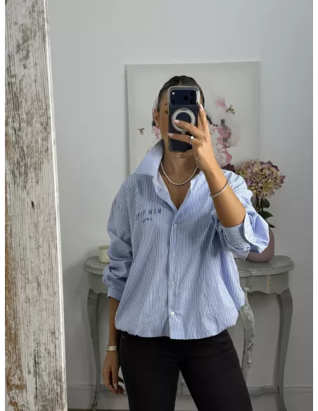 Camisa Bomber de rayas letras New York