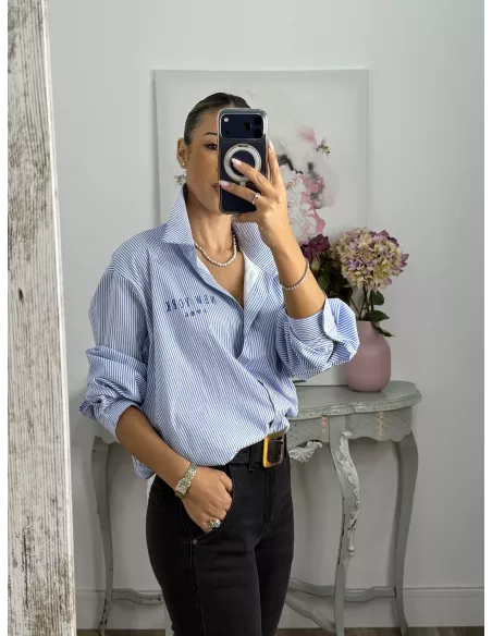 Camisa Bomber de rayas letras New York