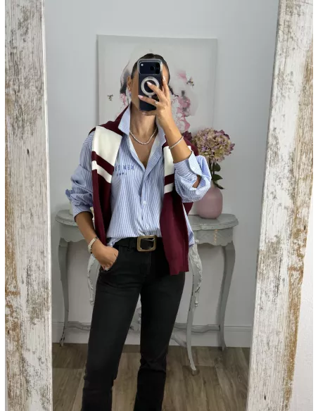 Camisa Bomber de rayas letras New York