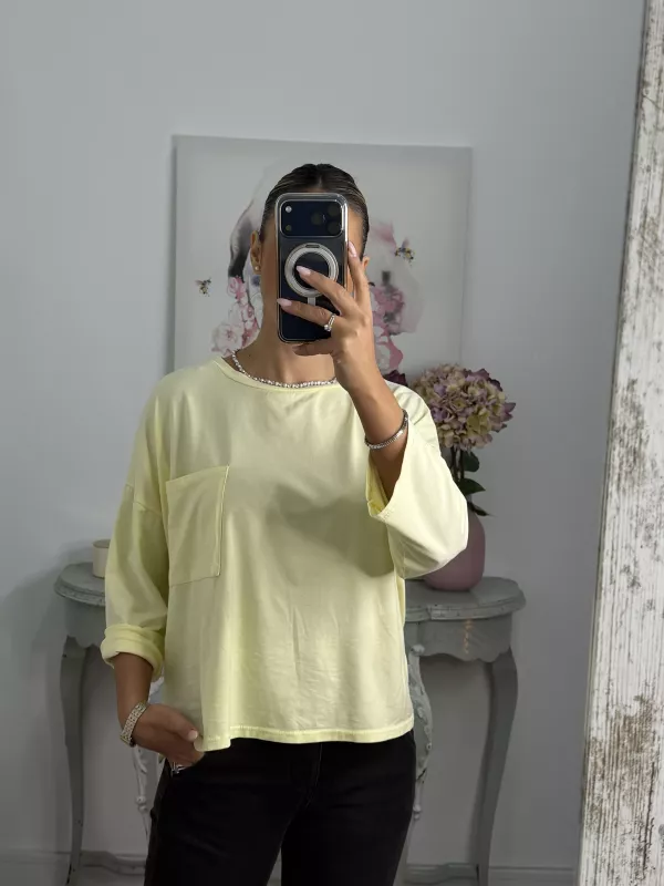 Camiseta Algodón bolsillo amarilla