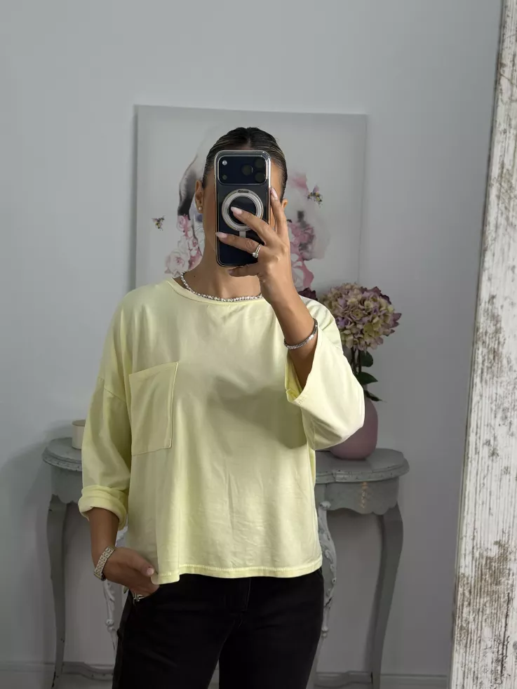 Camiseta Algodón bolsillo amarilla