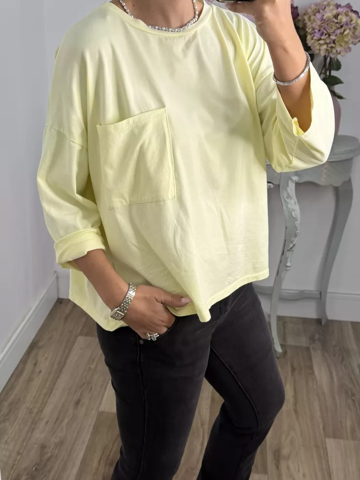 Camiseta Algodón bolsillo amarilla