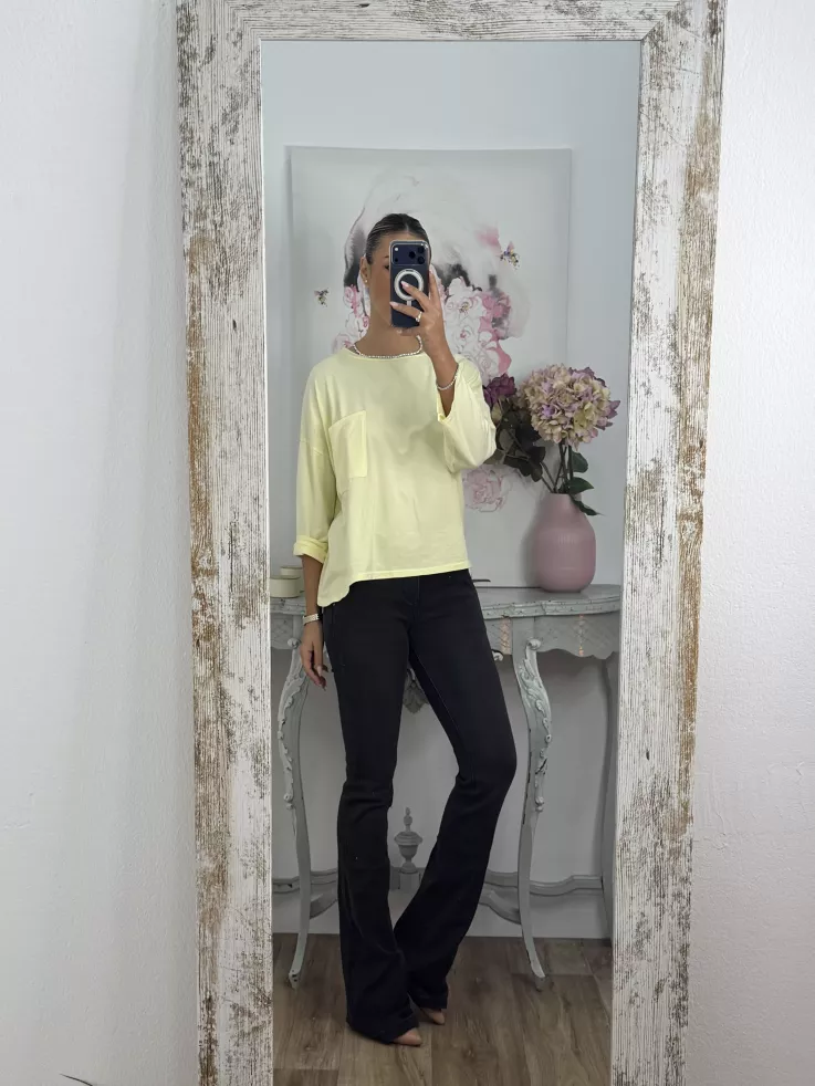 Camiseta Algodón bolsillo amarilla