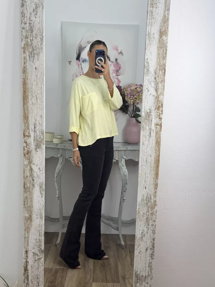 Camiseta Algodón bolsillo amarilla