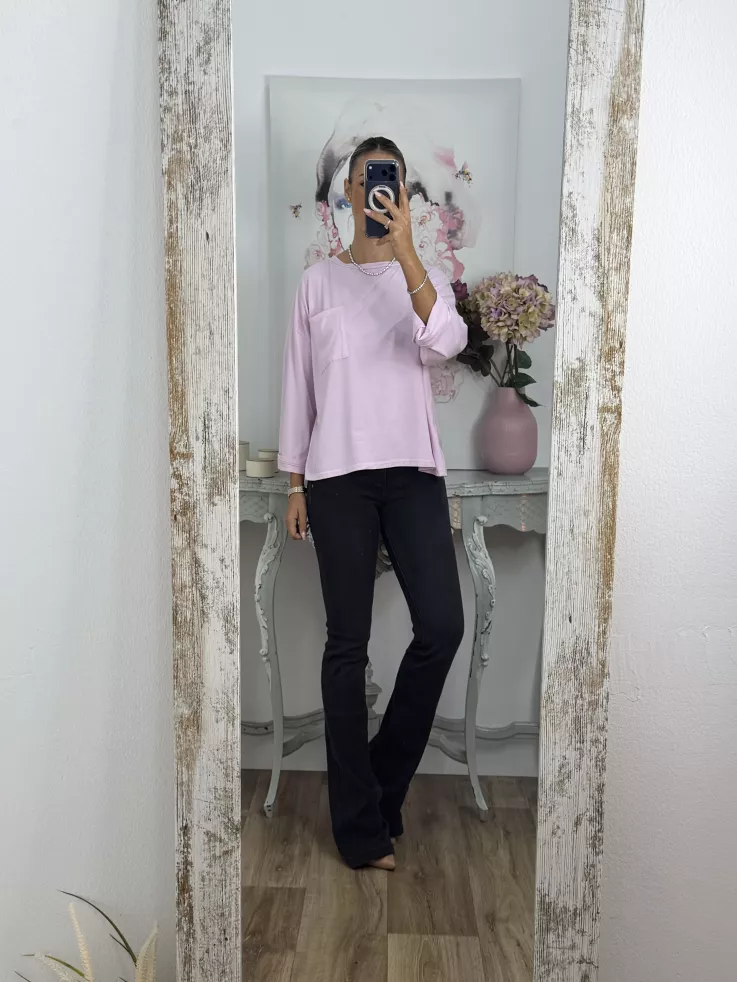Camiseta Algodón bolsillo rosa