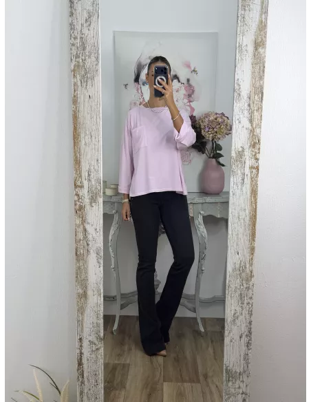 Camiseta Algodón bolsillo rosa