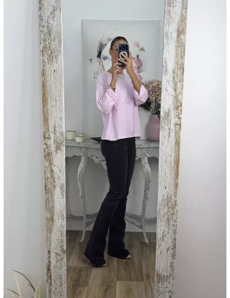 Camiseta Algodón bolsillo rosa