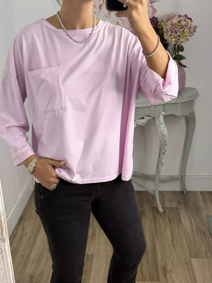 Camiseta Algodón bolsillo rosa