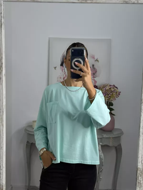 Camiseta Algodón bolsillo verdeagua