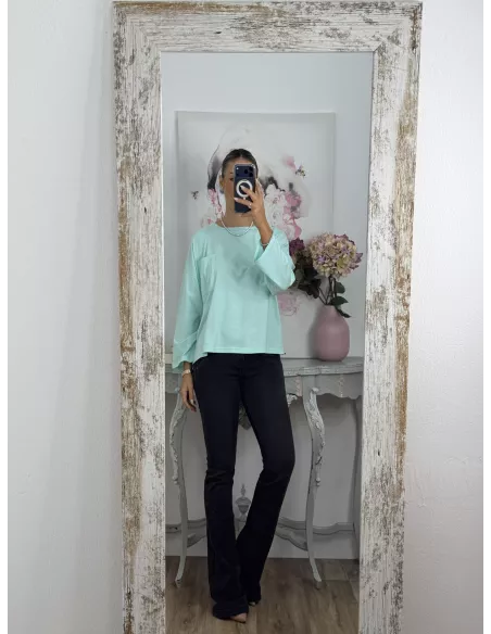 Camiseta Algodón bolsillo verdeagua