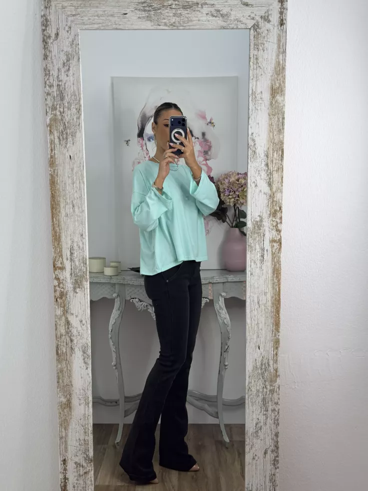 Camiseta Algodón bolsillo verdeagua