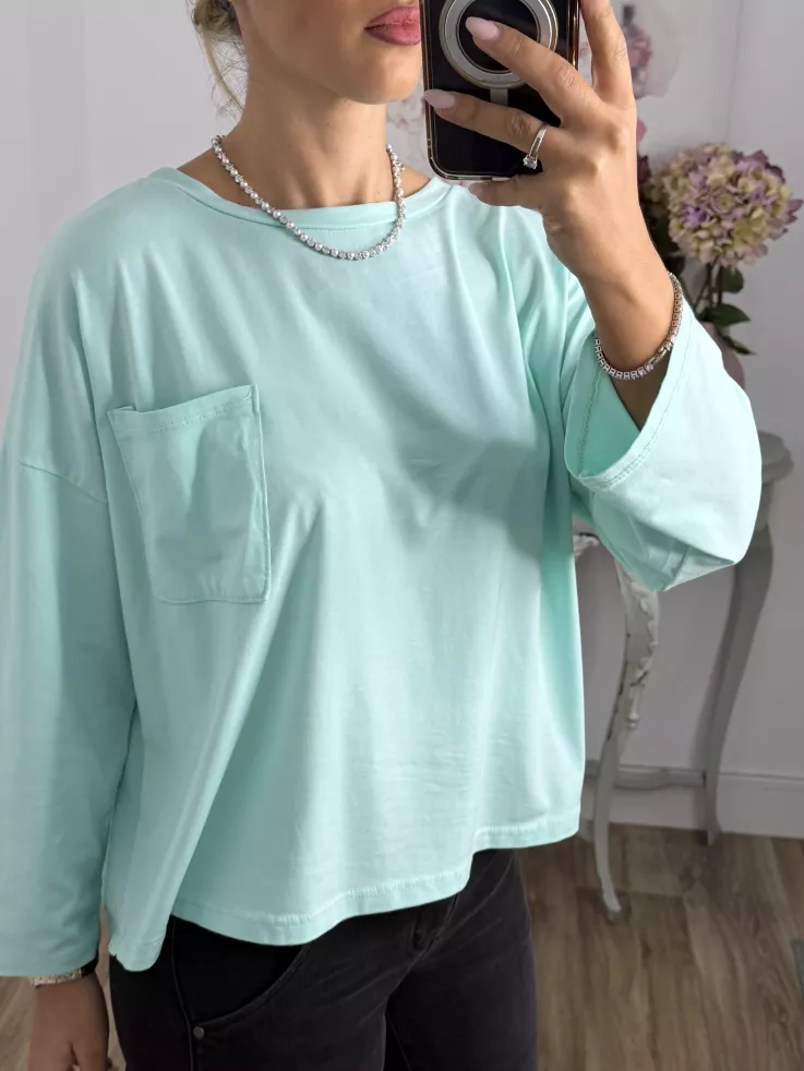 Camiseta Algodón bolsillo verdeagua