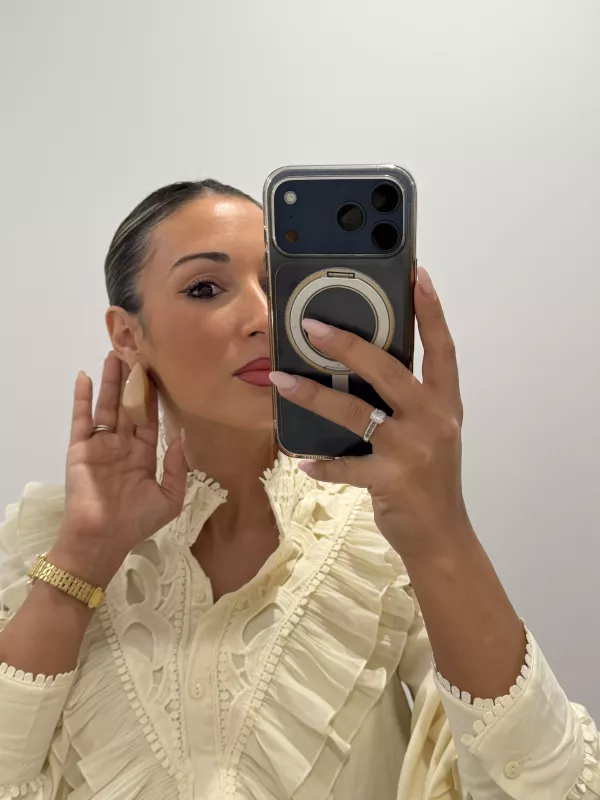 Pendientes dorado y crema