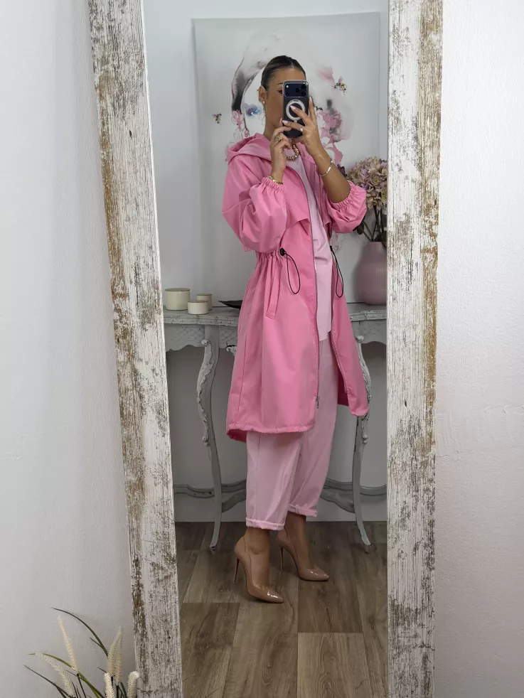 Cortavientos frunce cintura rosa