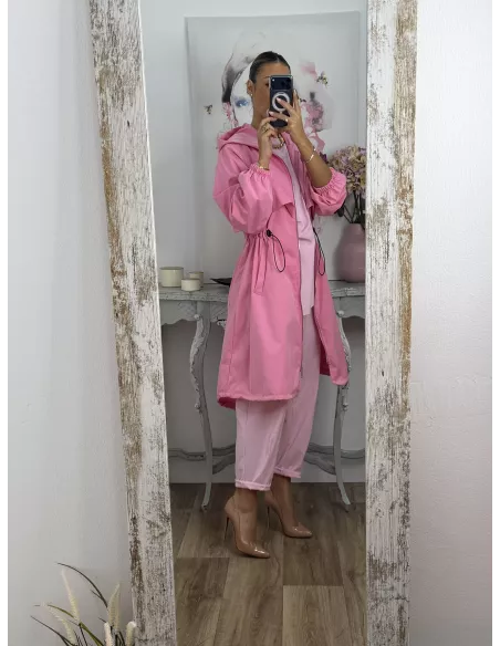 Cortavientos frunce cintura rosa