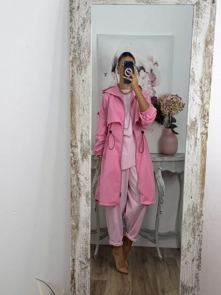 Cortavientos frunce cintura rosa