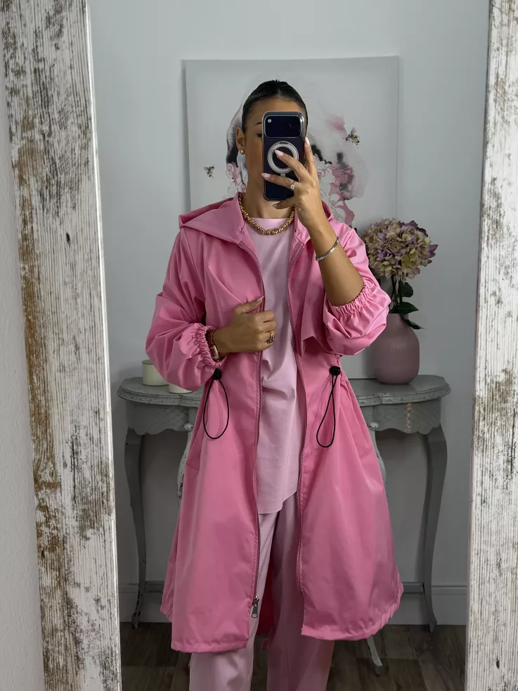 Cortavientos frunce cintura rosa