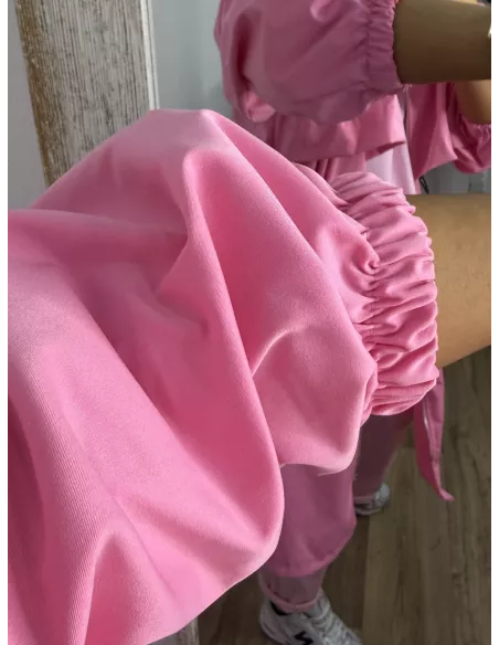 Cortavientos frunce cintura rosa