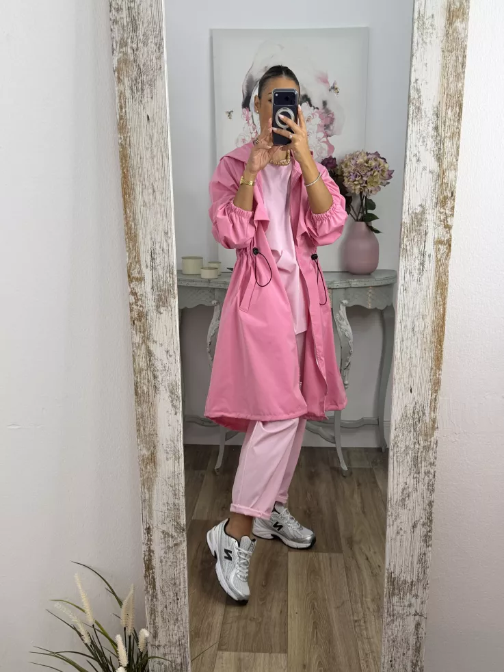 Cortavientos frunce cintura rosa