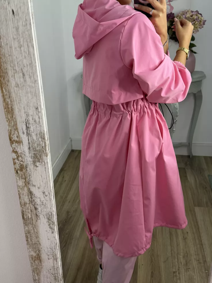 Cortavientos frunce cintura rosa