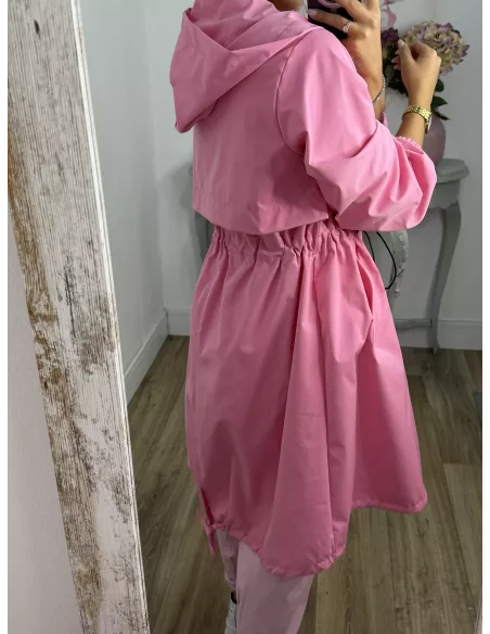 Cortavientos frunce cintura rosa