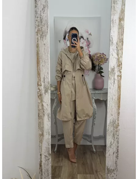 Cortavientos frunce cintura beige