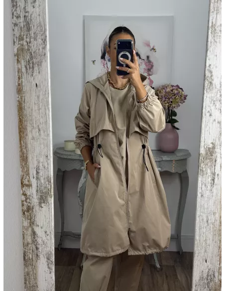 Cortavientos frunce cintura beige