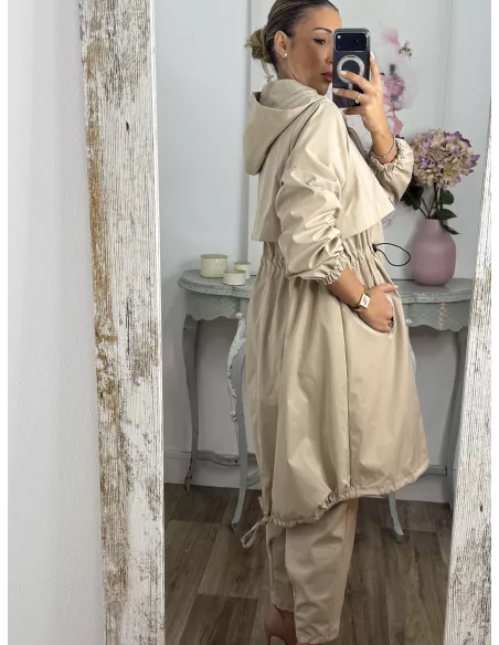 Cortavientos frunce cintura beige