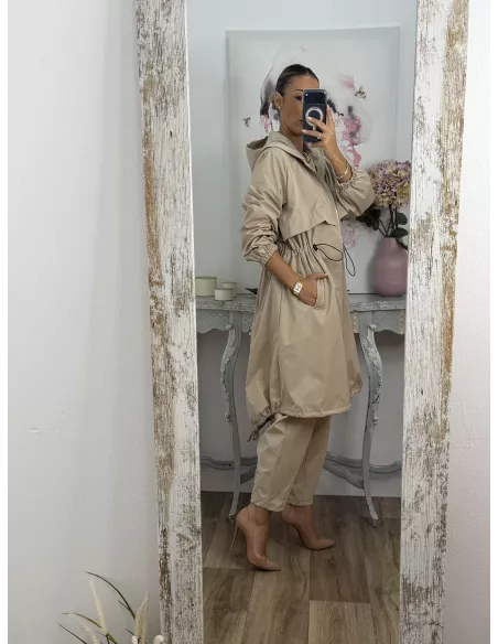 Cortavientos frunce cintura beige