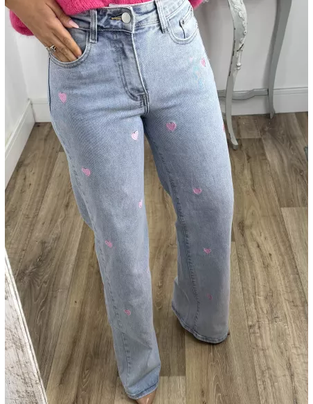 Jeans corazones rosa