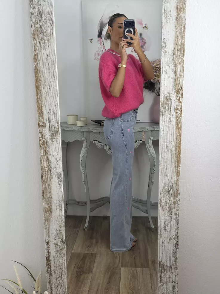 Jeans corazones rosa