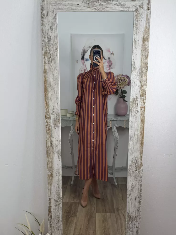 Vestido rayas anchas teja