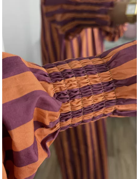 Vestido rayas anchas teja