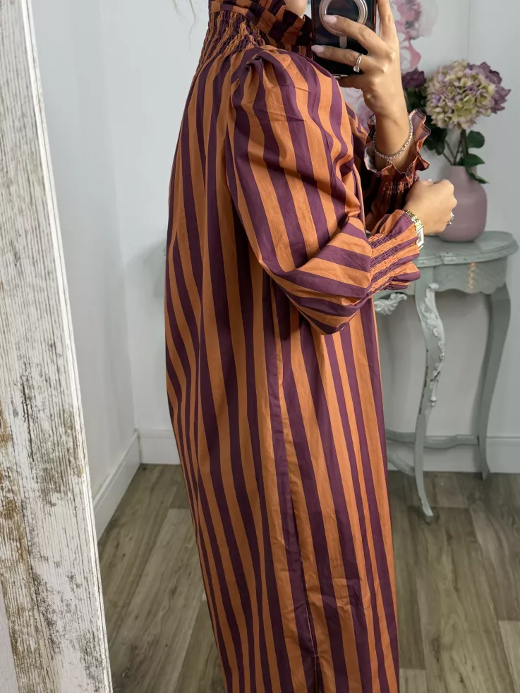 Vestido rayas anchas teja