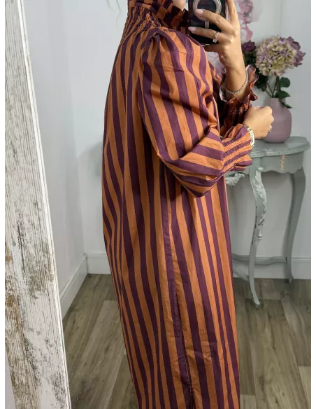 Vestido rayas anchas teja