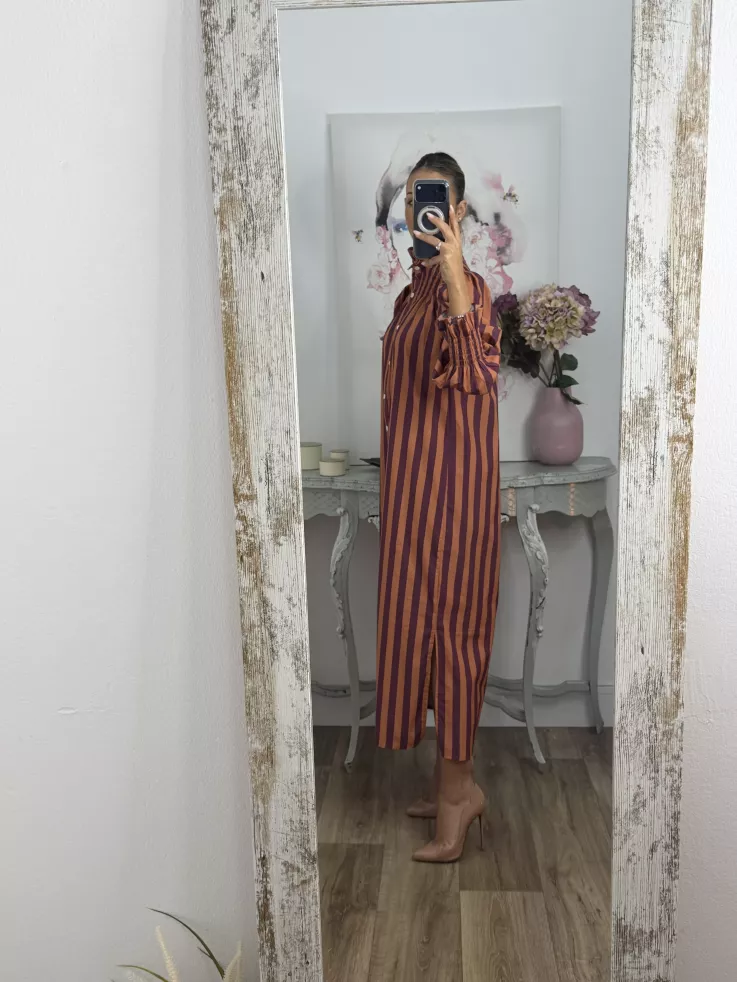 Vestido rayas anchas teja