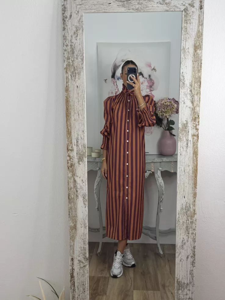 Vestido rayas anchas teja